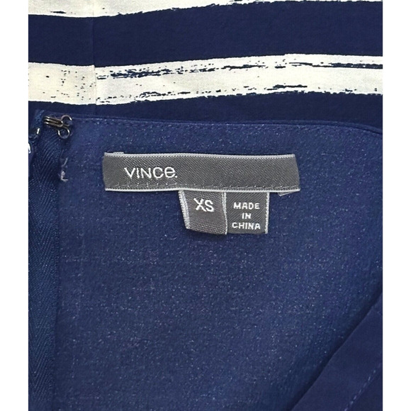 VINCE 100%Silk Shift Dress Marker Stripe Long Sleeve Career Business Casual Blue - Picture 9 of 12